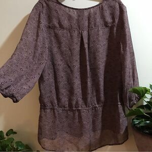 Plum Purple Plus size sheer ballon sleeve blouse